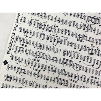 米白底五線譜樂譜音符印花純棉布兒童服裝鋼琴罩lolita連衣裙布料