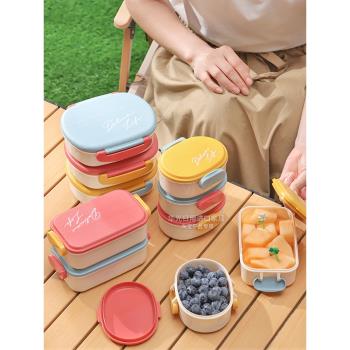 日本進口戶外水果盒子便攜外出野餐露營收納食品級密封保鮮便當盒