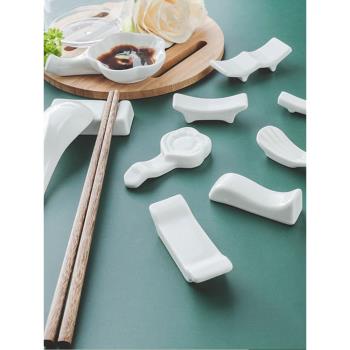 橋型筷架陶瓷筷架家用勺托筷子架托筷托湯匙托架月子會所白色餐具