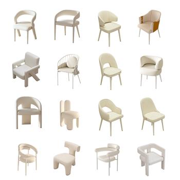 家用餐椅奶油系客廳靠背椅輕奢現代咖啡廳洽談椅創意新款網紅椅子