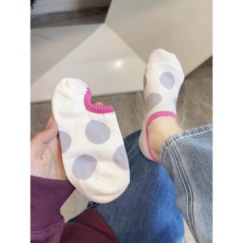 【后跟膠條的包裹性更好了】現貨韓國東大門新款波點女士棉質船襪