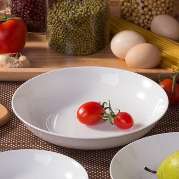 純白色創意骨瓷餐盤套裝餐具圓形湯盤陶瓷菜盤家用深盤菜盤子碟子
