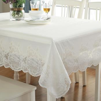 日本進口桌布防水圓桌正方形長方形臺布蕾絲PVC塑料歐式茶幾桌布