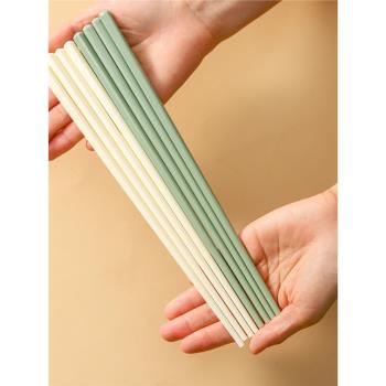 奶油風筷勺家用高顏值陶瓷餐具套裝防霉耐高溫筷子純色抹茶綠筷子