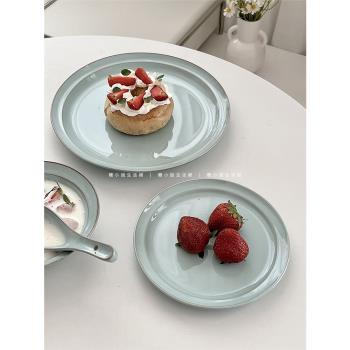 糖小姐 日式ins風陶瓷盤子家用藍色小菜盤沙拉甜品盤西餐盤餐具