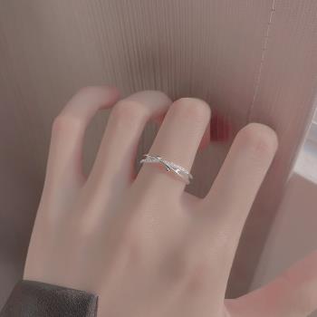 925純銀枝芽戒指女輕奢小眾設計爆款素圈高級感食指環個性開口戒