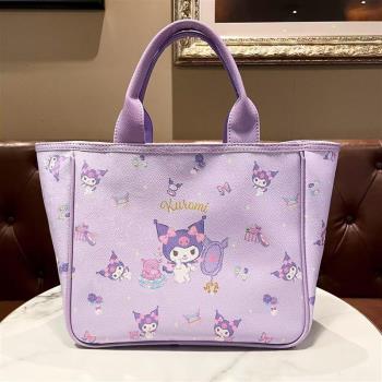 三麗鷗紫色庫洛米PU手提袋大耳狗少女心大容量媽咪包美樂蒂手拎袋