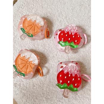 夏日草莓橘子雪糕airpods保護套airpod3適用蘋果二代pro無線藍牙耳機殼第三代1aipods2代airpodpro四代4五代5