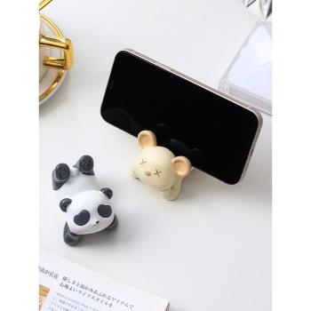卡通可愛熊貓手機支架創意辦公室桌面工位裝飾小擺件禮物實用好物