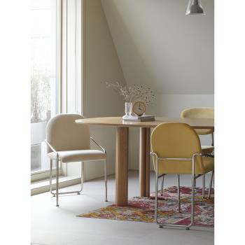 家用餐椅北歐簡約現代不銹鋼靠背軟包椅子ins極簡咖啡廳餐廳凳子
