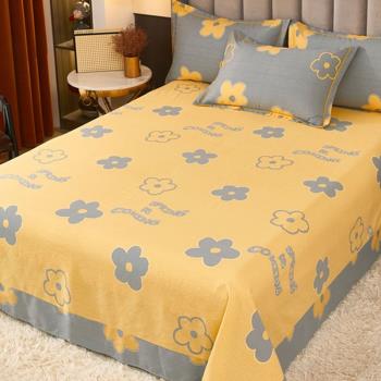 加厚純棉床單單件全棉圓角花邊被單1.5米1.8m2.0床單子墊單防滑