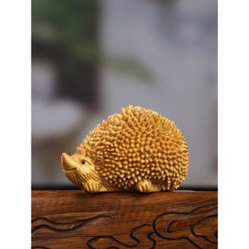 黃楊木雕刺猬創意動物實木雕刻家居飾品擺件工藝品文玩把玩手把件
