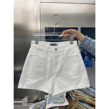 2023白色寬松牛仔褲女夏季設計感小眾時尚高腰美式短褲顯瘦百搭潮