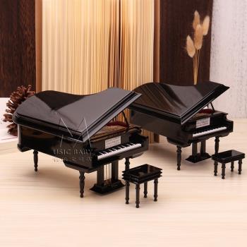 三角鋼琴模型擺件迷你創意擺件鋼琴模型生日禮物大仿真鋼琴音樂盒