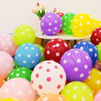 12寸波點氣球圓點汽球生日裝飾生日兒童玩具加厚印花圓形乳膠球