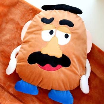 卡通土豆先生抱枕被子兩用靠墊被沙發辦公室午休靠枕頭汽車空調毯
