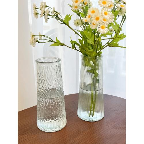 花瓶玻璃擺件客廳輕奢插花高級感透明水養水培器皿仿真花鮮花擺件|家居