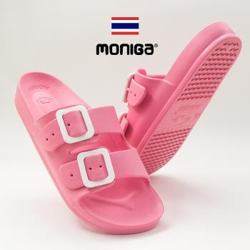 泰國MONIGA男女兒童親子成人一字拖鞋EVA居家防滑耐磨雙帶平跟ins