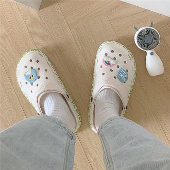 細細條ins潮卡通防滑軟底洞洞鞋