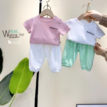 嬰幼兒夏季薄款網紅套裝夏裝童裝男女寶寶小童1歲3嬰兒防蚊褲衣服