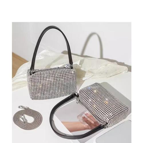 UR水鉆小包包女秋冬2024新款時尚腋下包滿鉆石包手提斜挎水晶包