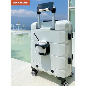 Lucky Club多功能開口行李箱小型20寸商務旅行登機箱鋁框拉桿箱子
