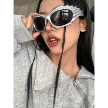 歐美時尚潮牌個性異形墨鏡男潮流賽博朋克Y2K千禧風炫酷太陽鏡女