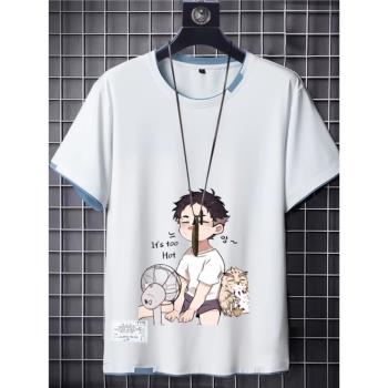 男士五分體恤潮牌冰感衣服短袖