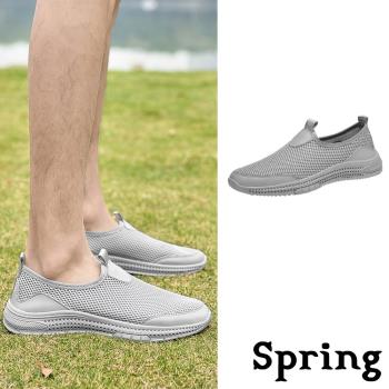 【SPRING】樂福鞋 休閒樂福鞋/透氣舒適百搭網面休閒樂福鞋 - 男鞋 灰