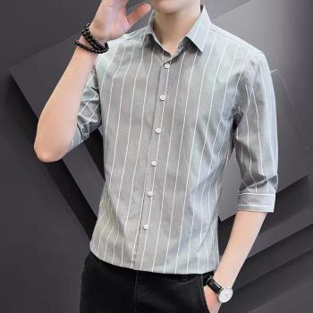 夏季薄款短袖韓版學生條紋襯衫