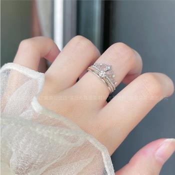 煙花銀鍍金求婚皇冠時尚鉆石戒指
