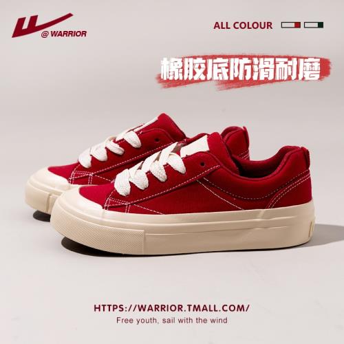 回力紅色帆布鞋女厚底百搭學生小白鞋2023春季新款板鞋潮流休閑鞋