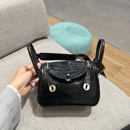 迷你鱷魚紋琳迪包真皮斜挎小包包時尚單肩包牛皮高檔女包藥箱包