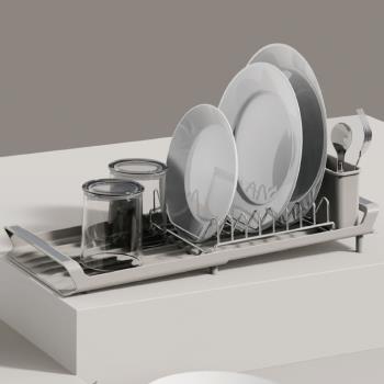 免組裝伸縮式碗盤收納瀝水架 2色可選