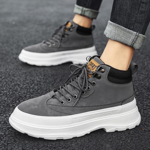 高幫男鞋春季2025新款韓版中學生運動休閑中幫工裝馬丁靴男款潮鞋