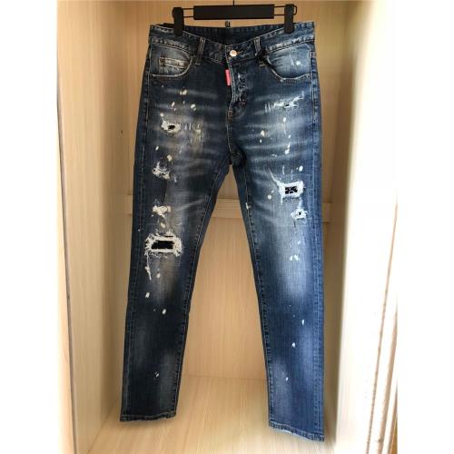 2025夏季破洞補丁中腰紐扣牛仔褲男d2微彈力水洗時尚修身潮流男褲