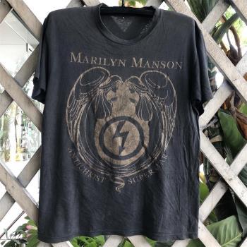 Marilyn Manson瑪麗蓮曼森vintage復古短袖美式街頭慵懶風潮流T恤