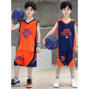 兒童籃球服套裝男童小學生24號科比球衣男孩青少年運動速干訓練服