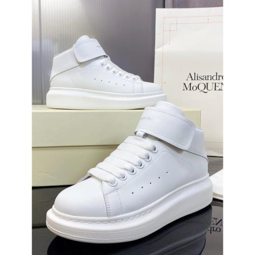 歐洲站潮流新款小白鞋男女高幫休閑鞋時尚百搭厚底松糕鞋魔術貼鞋