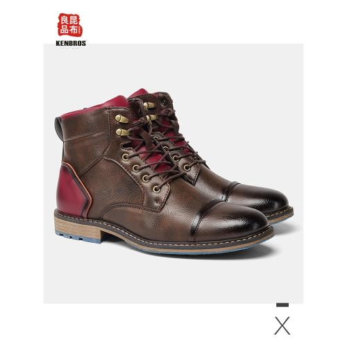 外貿大碼男靴子 側拉鏈英倫復古馬丁靴 潮流做舊工裝靴春季時裝靴