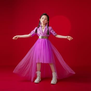馬卡龍紫色時尚夏季短款氣質禮服