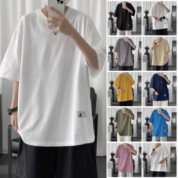 潮牌白色簡約半袖上衣服男士t恤