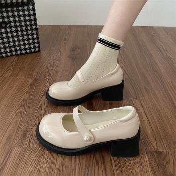 瑪麗珍法式粗跟夏季韓版增高女鞋
