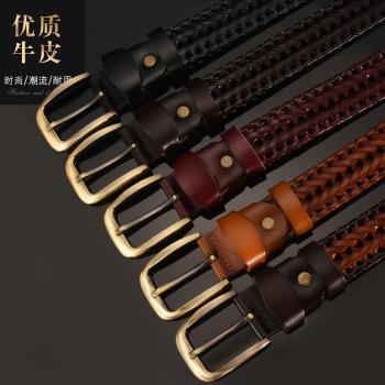 免打孔手工編織百搭潮流女士皮帶