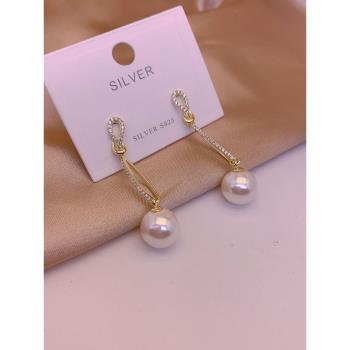 女純銀小眾設計感珍珠時尚耳環