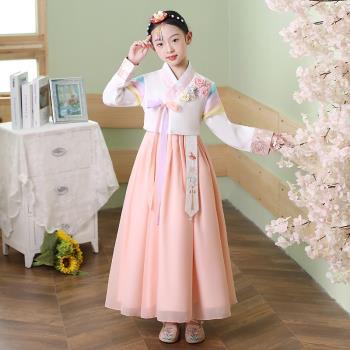 朝鮮族韓服女童民族風服裝古裝學生表演刺繡花寶寶節日潮流演出服