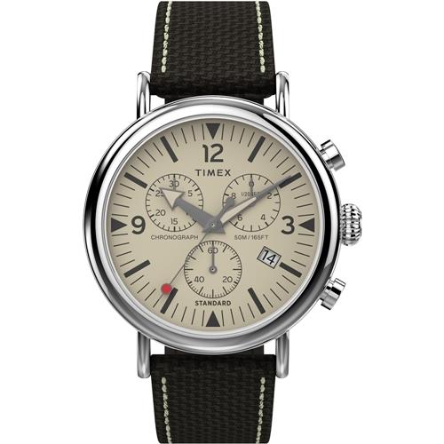 【TIMEX】天美時 復刻系列  41 毫米奶油色三眼計時手錶  (奶油x棕 TXTW2V43800)