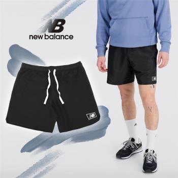New Balance 短褲 Essentials 黑 白 男款 7吋 中腰 褲子 側開衩 運動 NB MS33513BK