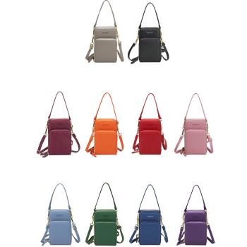 Jpqueen 純色系列簡約三層女士迷你手提側肩斜背手機包(11色可選)