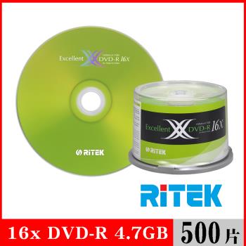 RITEK錸德 16x DVD-R 4.7GB X版/500片布丁桶裝